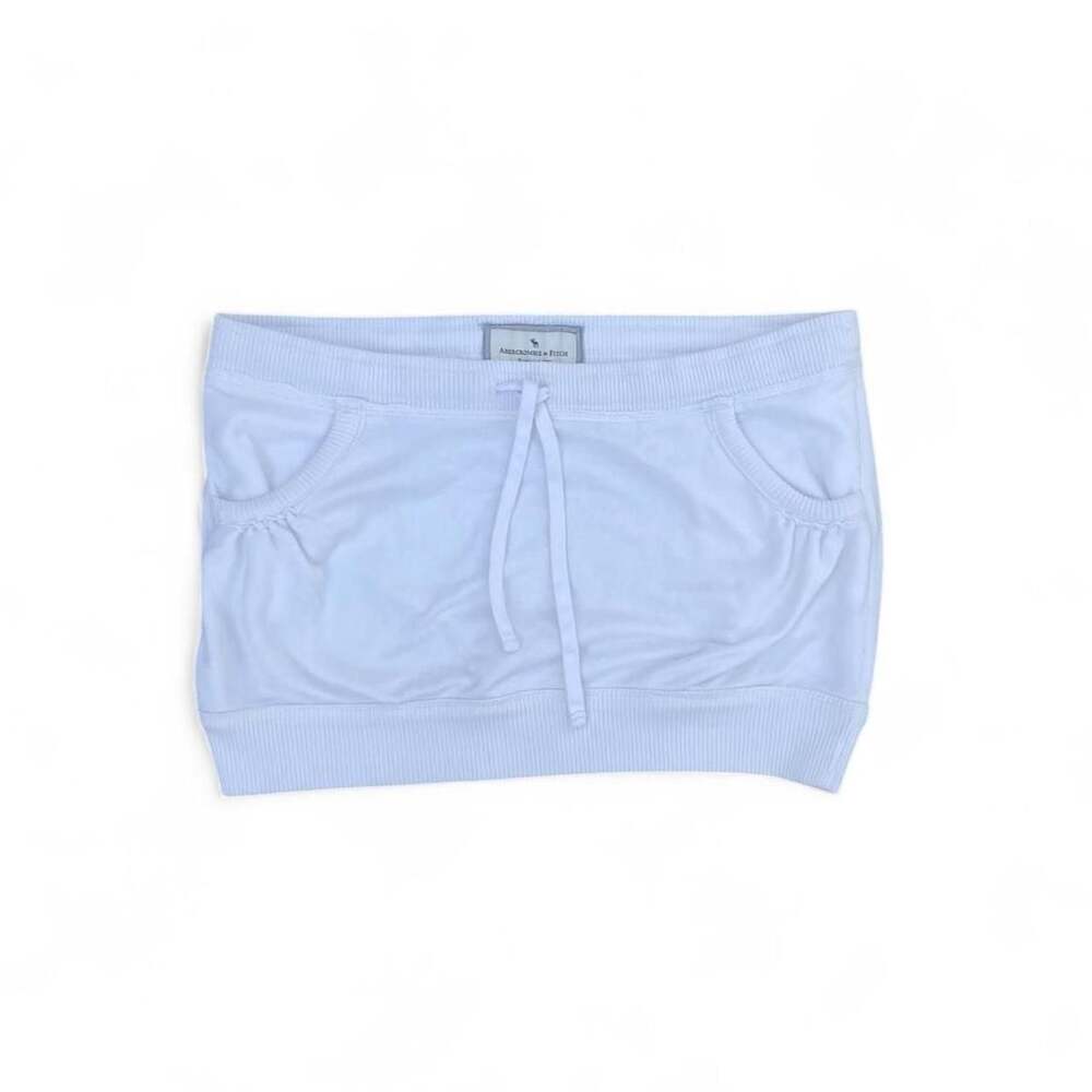 Vintage Abercrombie & Fitch Y2K Mini Skirt White Cotton Drawstring